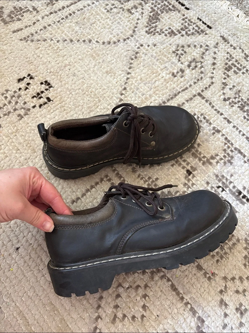 Prima Royale Vintage Y2K Chunky Brown Leather Oxford Shoes